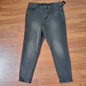 OAT High Rise Skinny Jeans 18W Black Stretch Denim New